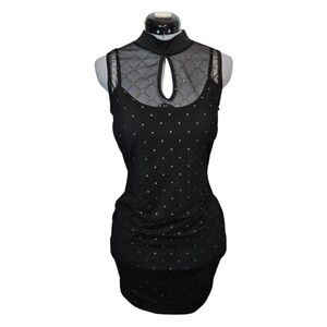 CBR Women's SIZE M Goth Night Out Keyhole Mesh Sexy Bodycon Mini Dress In Black